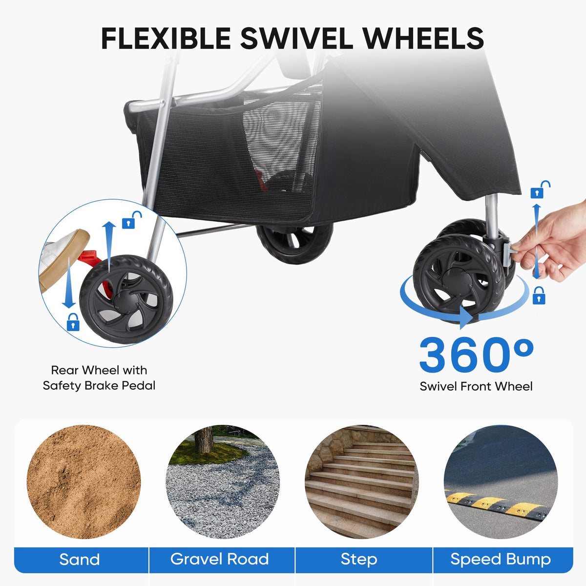 Foldable 3 Wheel Pet Stroller V4265
