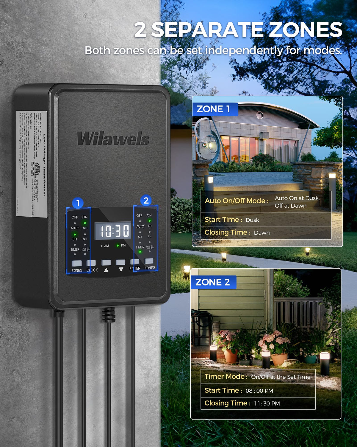 200W Low Voltage Landscape Transformer with Timer & Photocell Sensor T6342