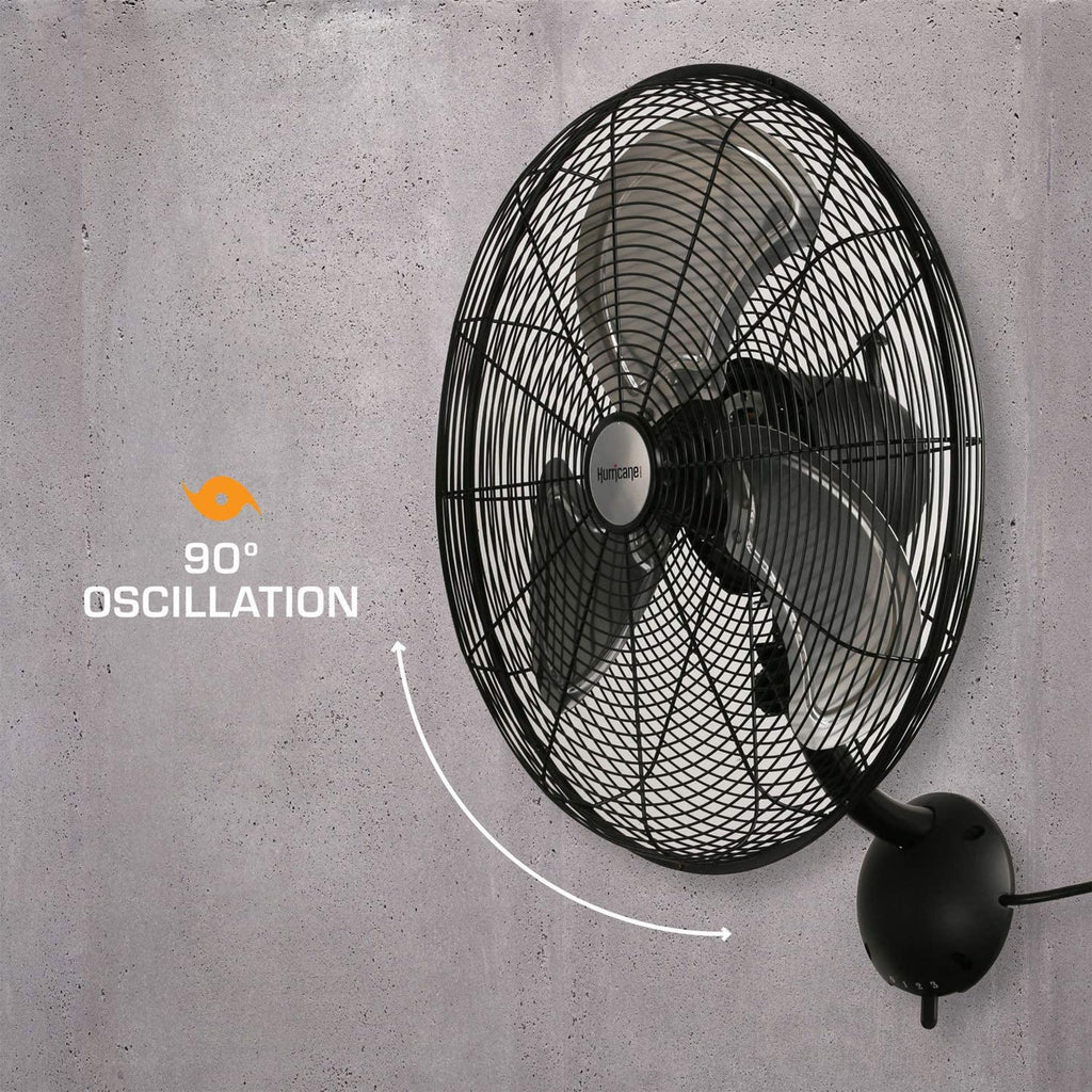 Black 20in 3 Speed Oscillating Wall Fan H44566