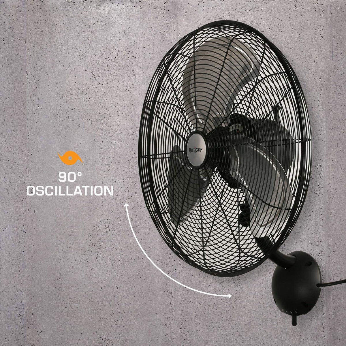 Black 20in 3 Speed Oscillating Wall Fan H44566