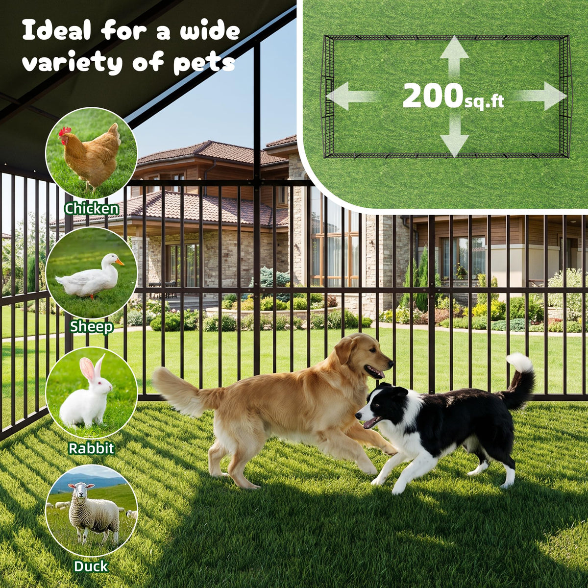 10x20 FT Heavy Duty Outdoor Dog Kennel with Roof G37331
