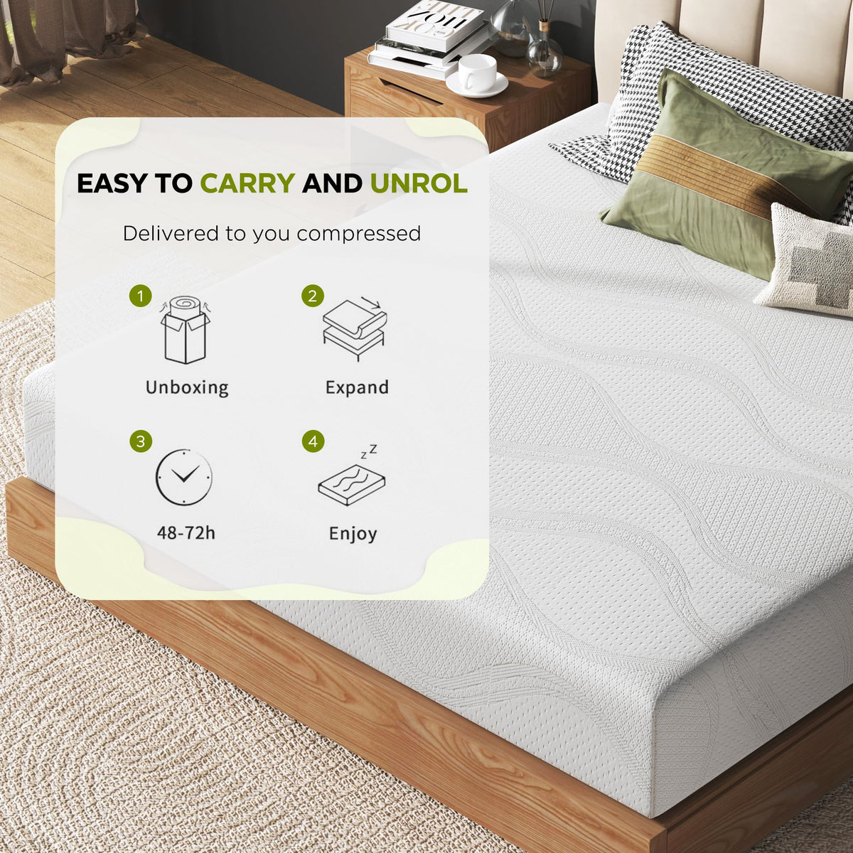 6 Inch Green Tea Gel Memory Foam Mattress Z108