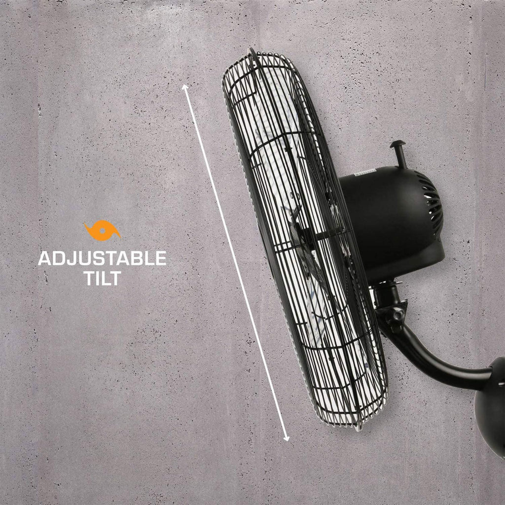 Black 20in 3 Speed Oscillating Wall Fan H44566