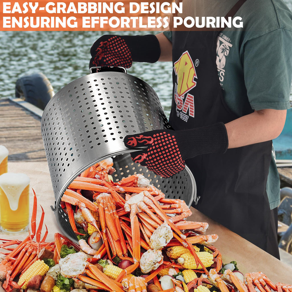 64 QT Stainless Steel Seafood Boil Pot with Basket I69202