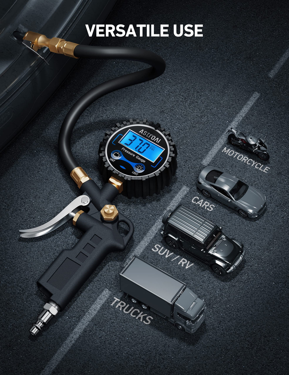 Digital Tire Pressure Gauge with Inflator 3-250 PSI U9888