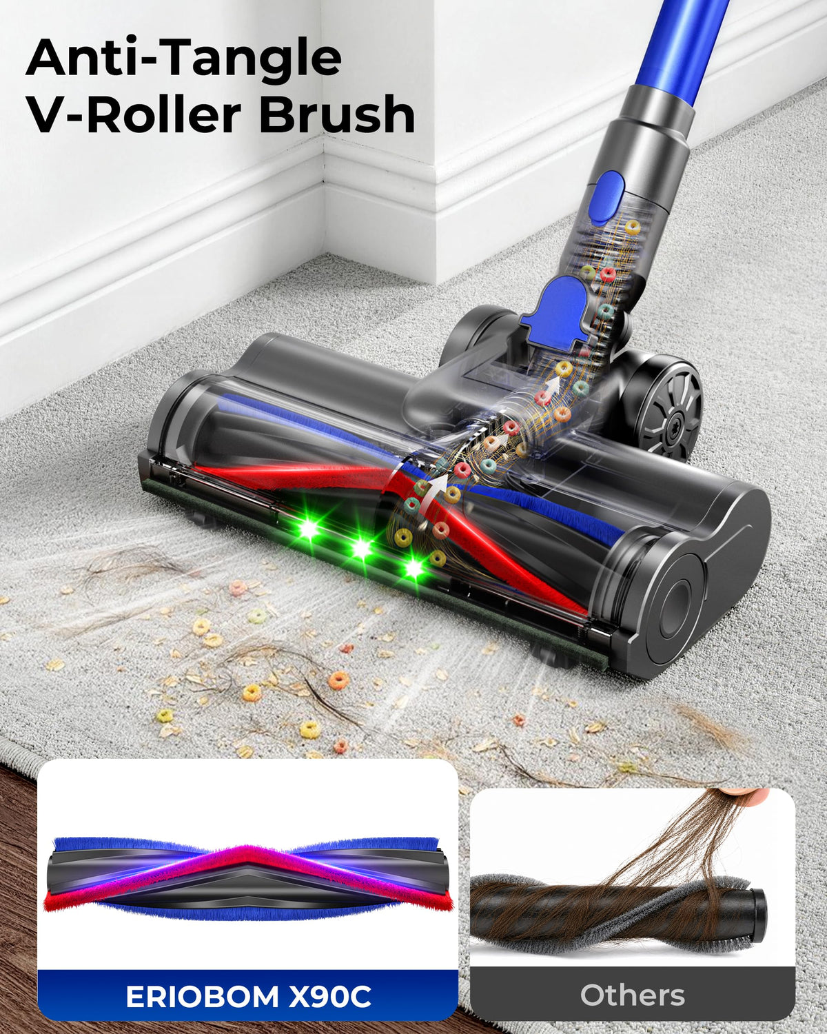 650W 55KPa Cordless Stick Vacuum Cleaner with Anti-Tangle Brush F796980